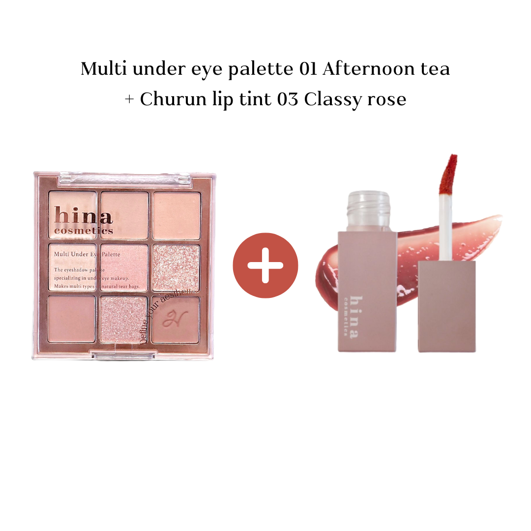 (1+1) Multi under eye palette+Churun lip tint 03 Classy rose