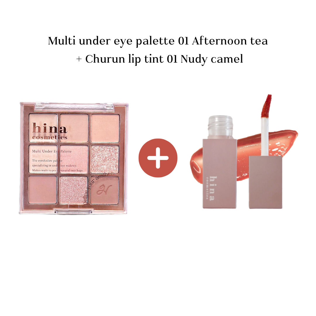(1+1) Multi under eye palette＋Churun lip tint 01 Nudy camel